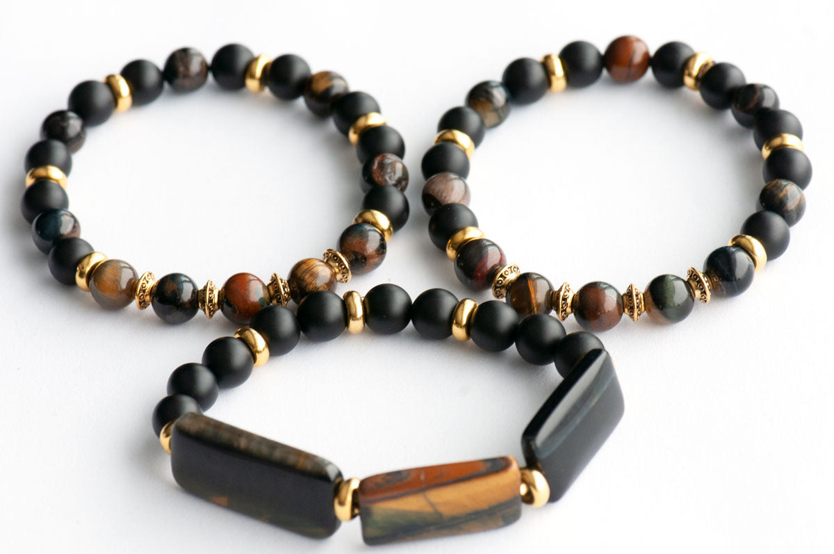 Tiger Eye bracelet set handmade in canada