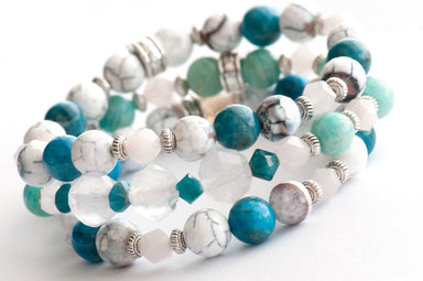 Gemstone Bracelet set in blue, green, pink and white handmade in Canada