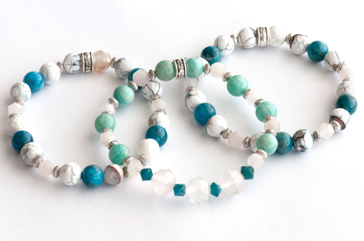 Semi-precious stone bracelet set handmade in Canada