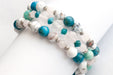 Gemstone bracelet set in blue, white, green, and pink semi-precious stones