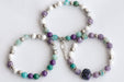 Three bracelet handmade set with purple, turquoise and white stones