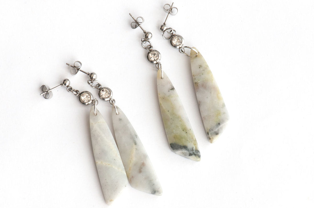 Winter Jade Earrings handmade in New Brunswick Canada