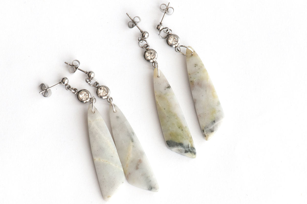 Winter Jade Earrings handmade in New Brunswick Canada