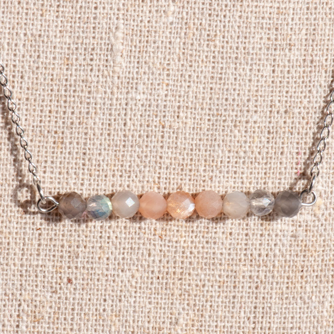 Dainty peach moonstone necklace handmade in canada