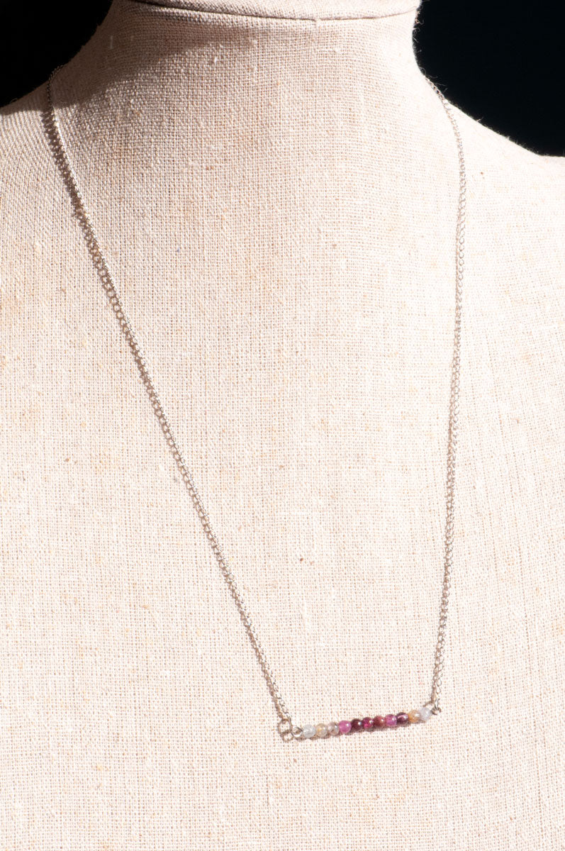 Dainty ruby bar necklace handmade in canada