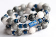 Eagle Eye stone and Lapis Lazuli bracelet set handmade in Canada