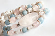 Rose Quartz and Angelite gemstone bracelet set handmade in Canada