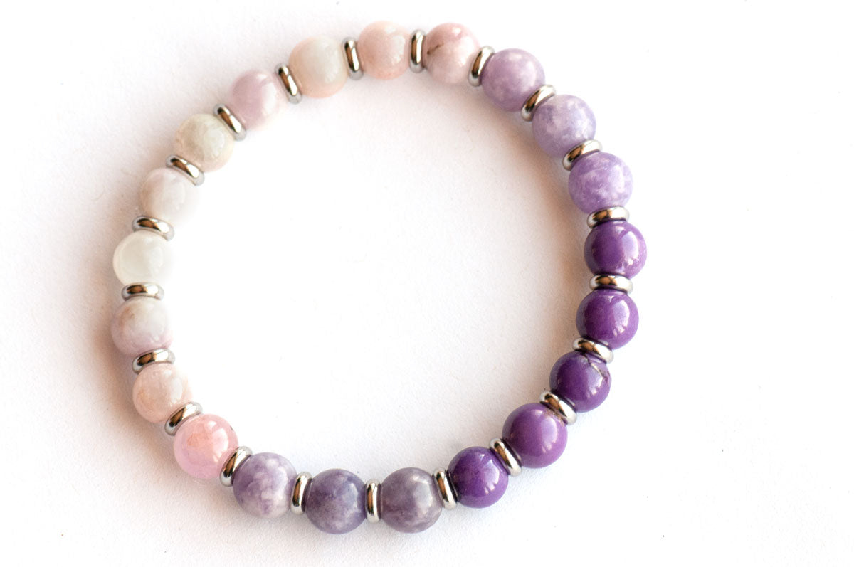 Purple gemstone bracelet handmade in canada