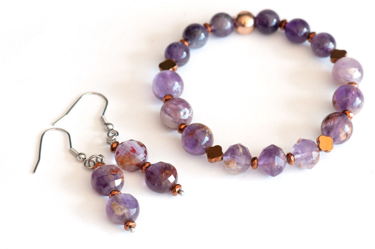 Super Seven bracelet and earrings handmade in Canada sold separately