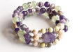Handmade Gemstone bracelet with Amethyst and New Jade in spring hydrangea colours