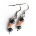 Peach Moonstone and Dumortierite drop earrings handmade in Canada