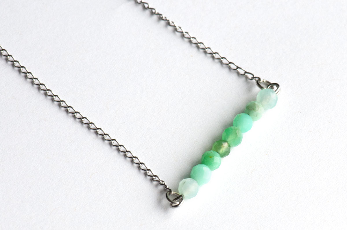 Australian Chrysoprase Banded Bar Necklace - Fierce Lynx Designs