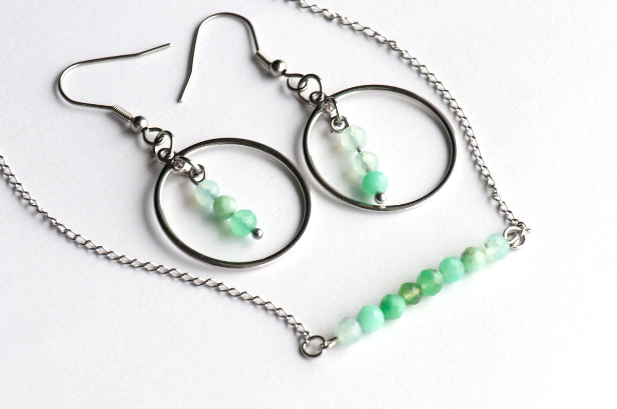 Australian Chrysoprase Banded Bar Necklace - Fierce Lynx Designs