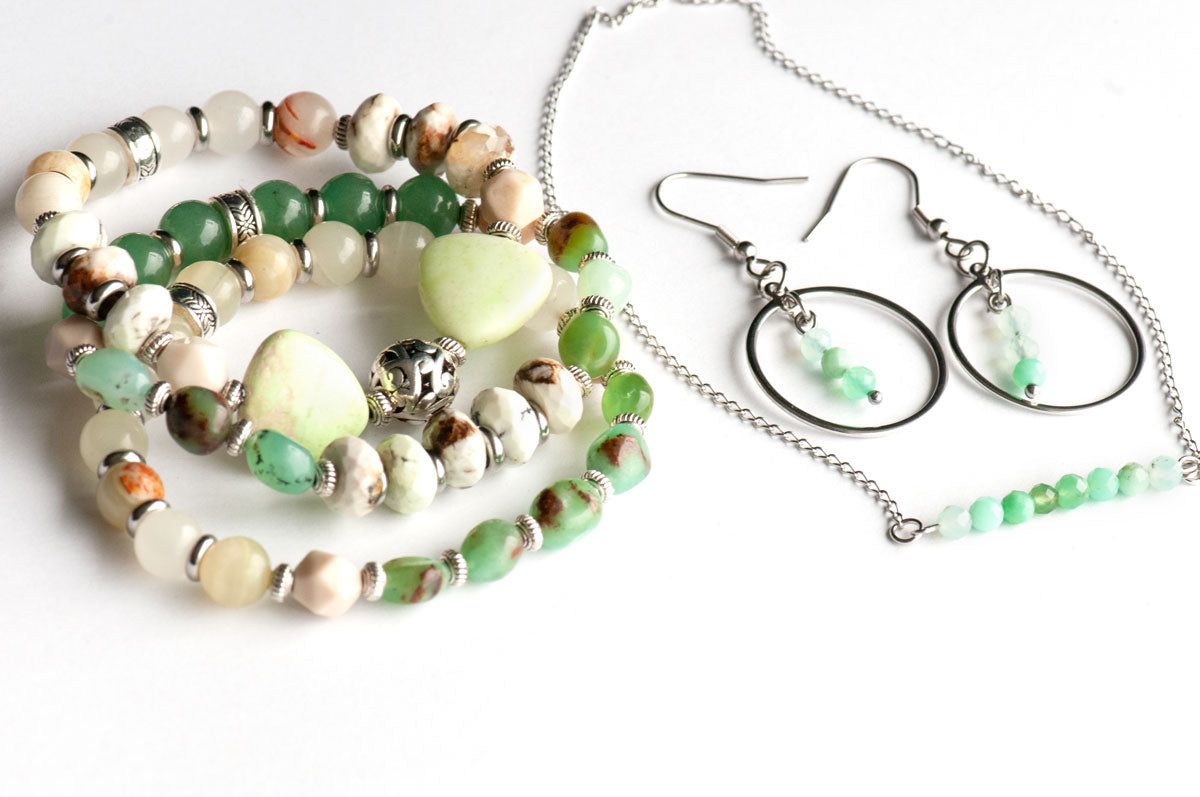 Australian Chrysoprase Banded Bar Necklace - Fierce Lynx Designs
