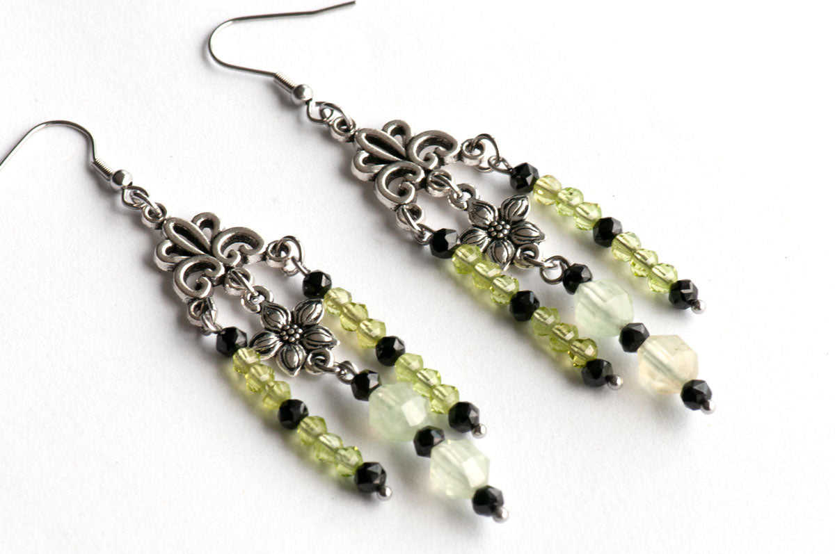 Peridot, Prehnite & Spinel Dangle Earrings - Fierce Lynx Designs