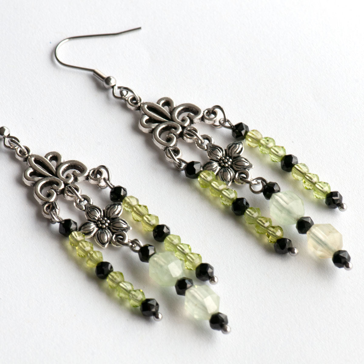 Peridot, Prehnite & Spinel Dangle Earrings - Fierce Lynx Designs