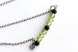 Dainty birthstone necklace with peridot and spinel for August