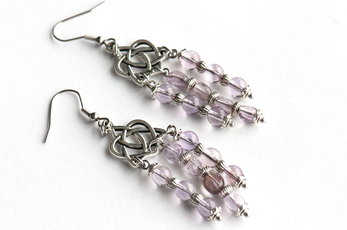 Lavender amethyst and celtic knot earrings