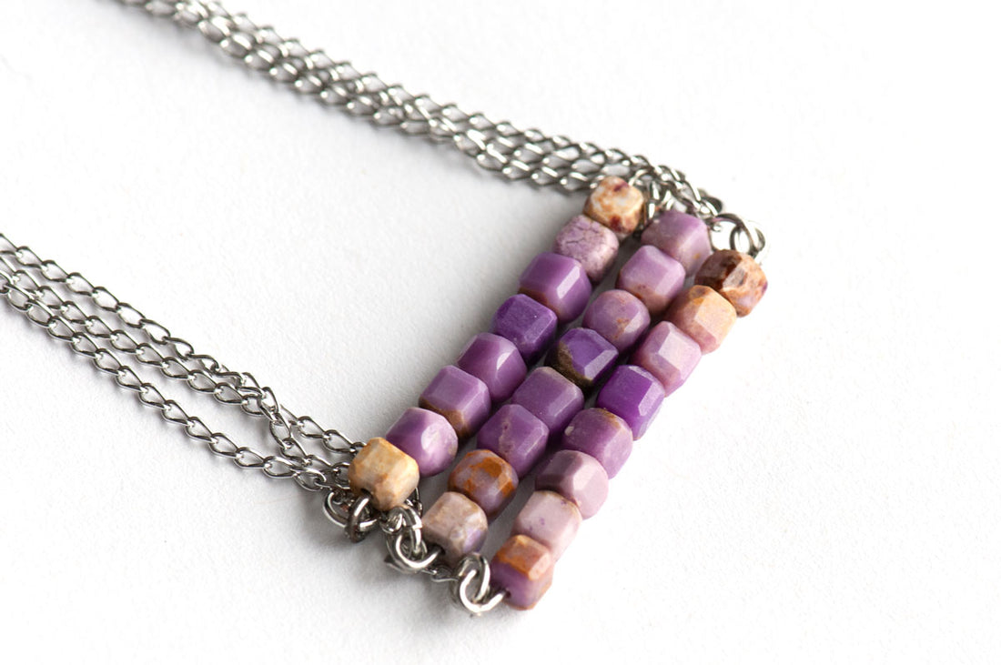 Phosphosiderite Banded Bar Necklace - Fierce Lynx Designs