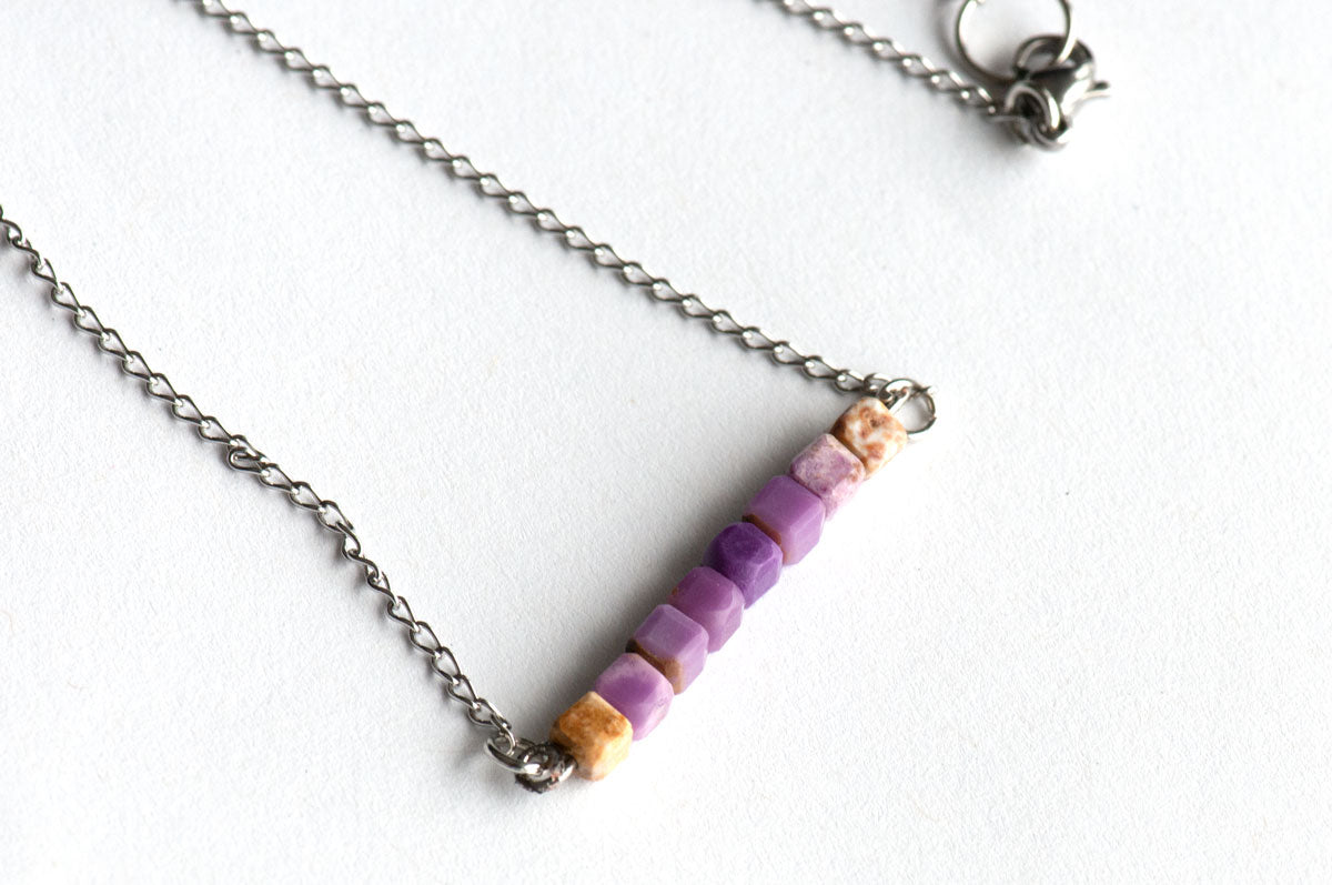 Phosphosiderite Banded Bar Necklace - Fierce Lynx Designs