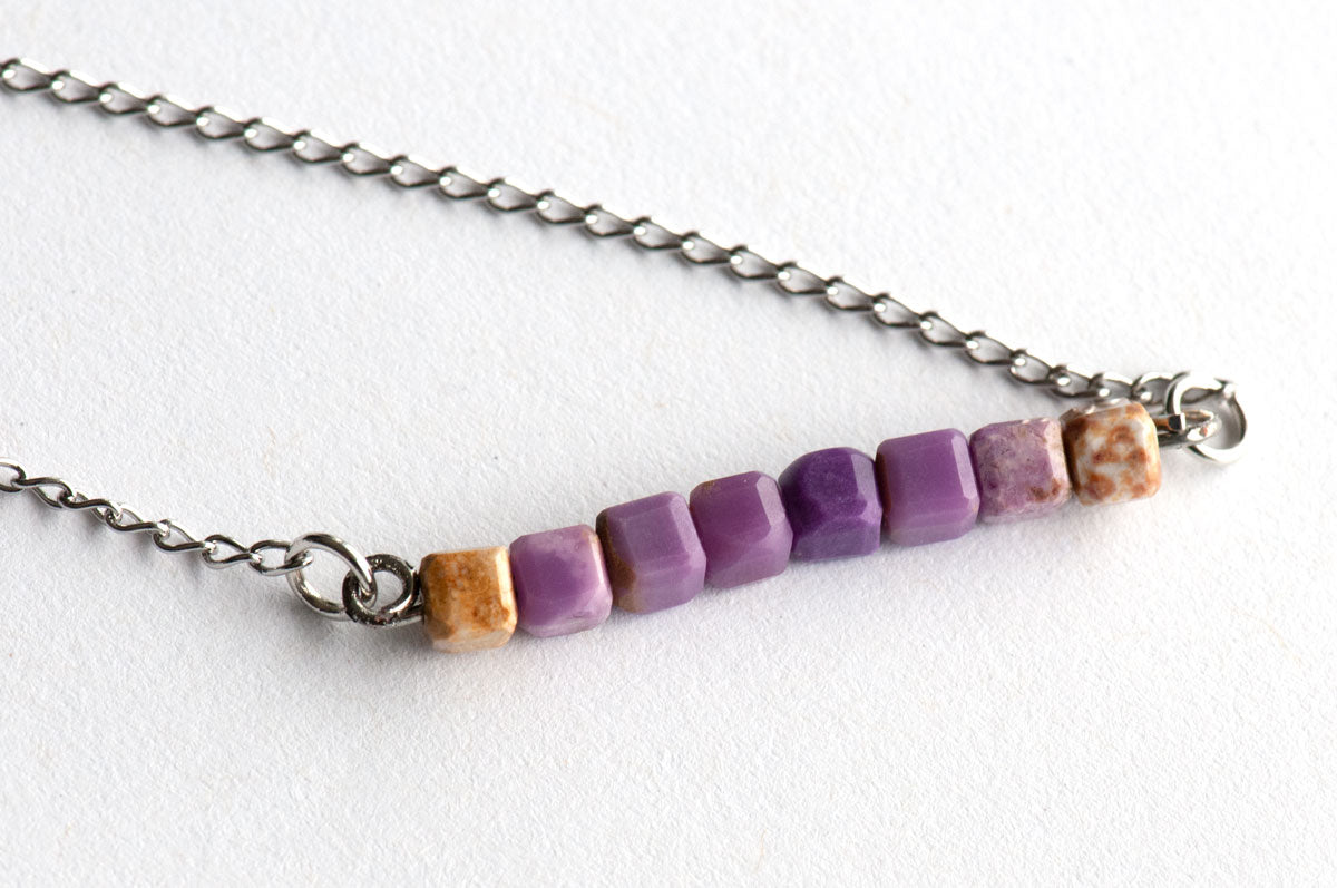 Phosphosiderite Banded Bar Necklace - Fierce Lynx Designs