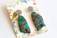 Handmade Turquoise mosaic earrings using upcycled stone
