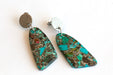 Turquoise mosaic drop stud earrings handmade in Canada