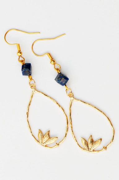 18 karat gold plated earrings with lapis lazuli gemstones handmade in canada