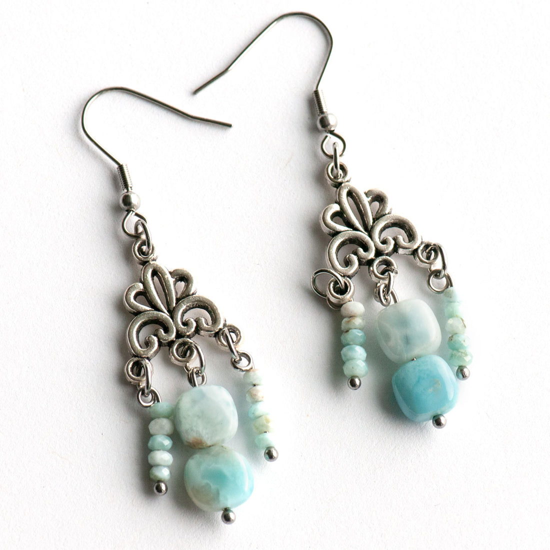 Handmade Larimar gemstone earrings