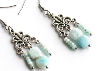 Handmade Larimar gemstone earrings