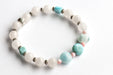Larimar, Queen Conch Shell, and white Jade bracelet handmade in Canada