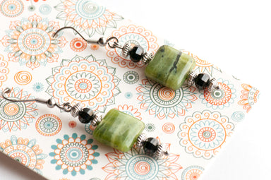 Handmade BC Jade earrings with Spinel