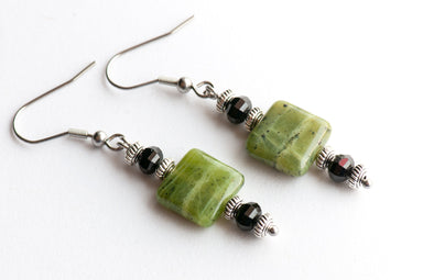 British Columbia Jade and black spinel earrings handmade in canada