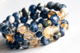 High grade sodalite and citrine gemstone handmade bracelet set in blue and yellow made in New Brunswick Canada
