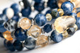 Blue Sodalite and Yellow Citrine gemstone bracelet set