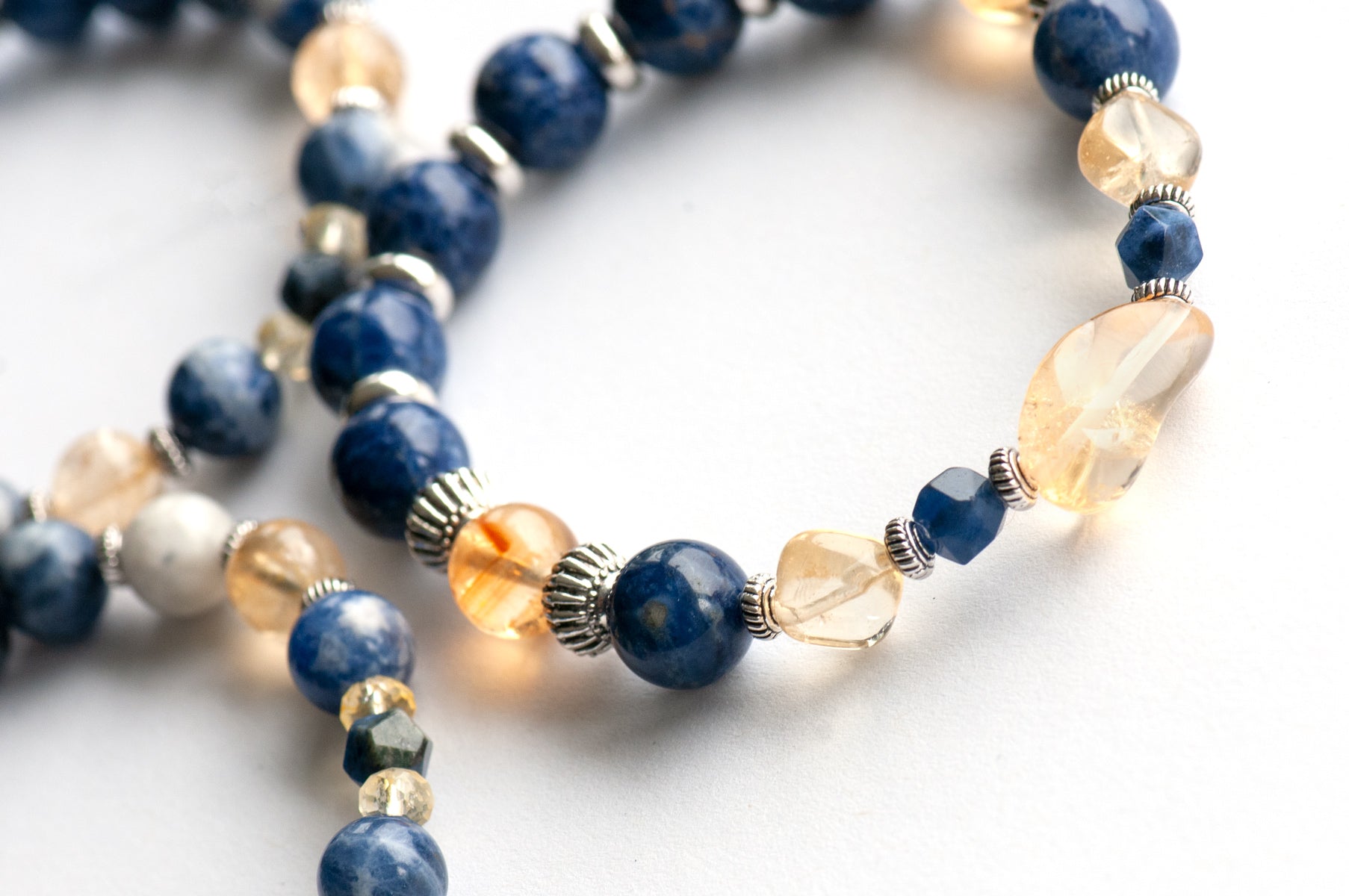 Focal bracelet of three bracelet set in citrine and sodalite