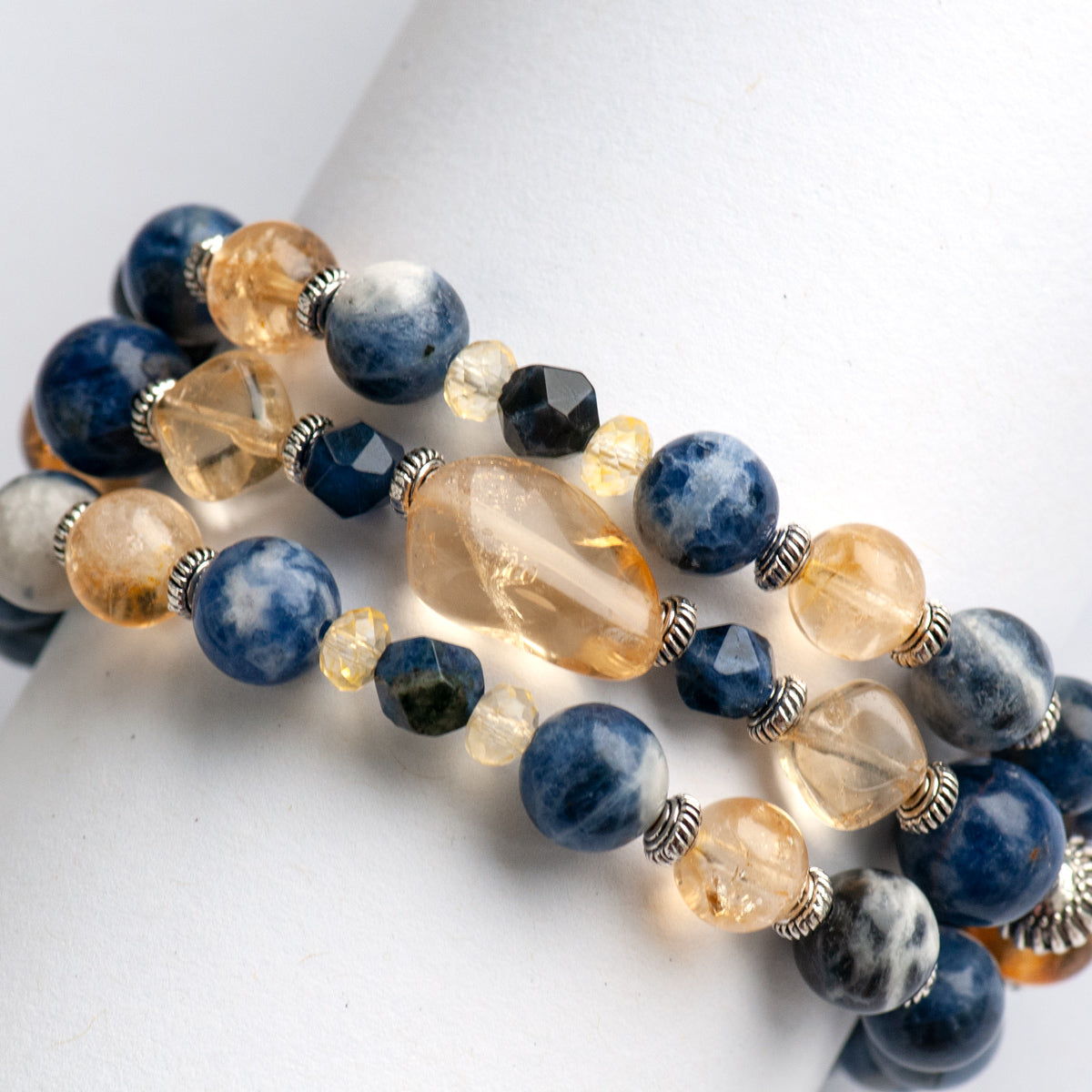 3 bracelet set handmade in New Brunswick Canada sodalite and citrine stones