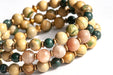 Handmade stone bracelet set in yellow peach and green with agate and moonstone