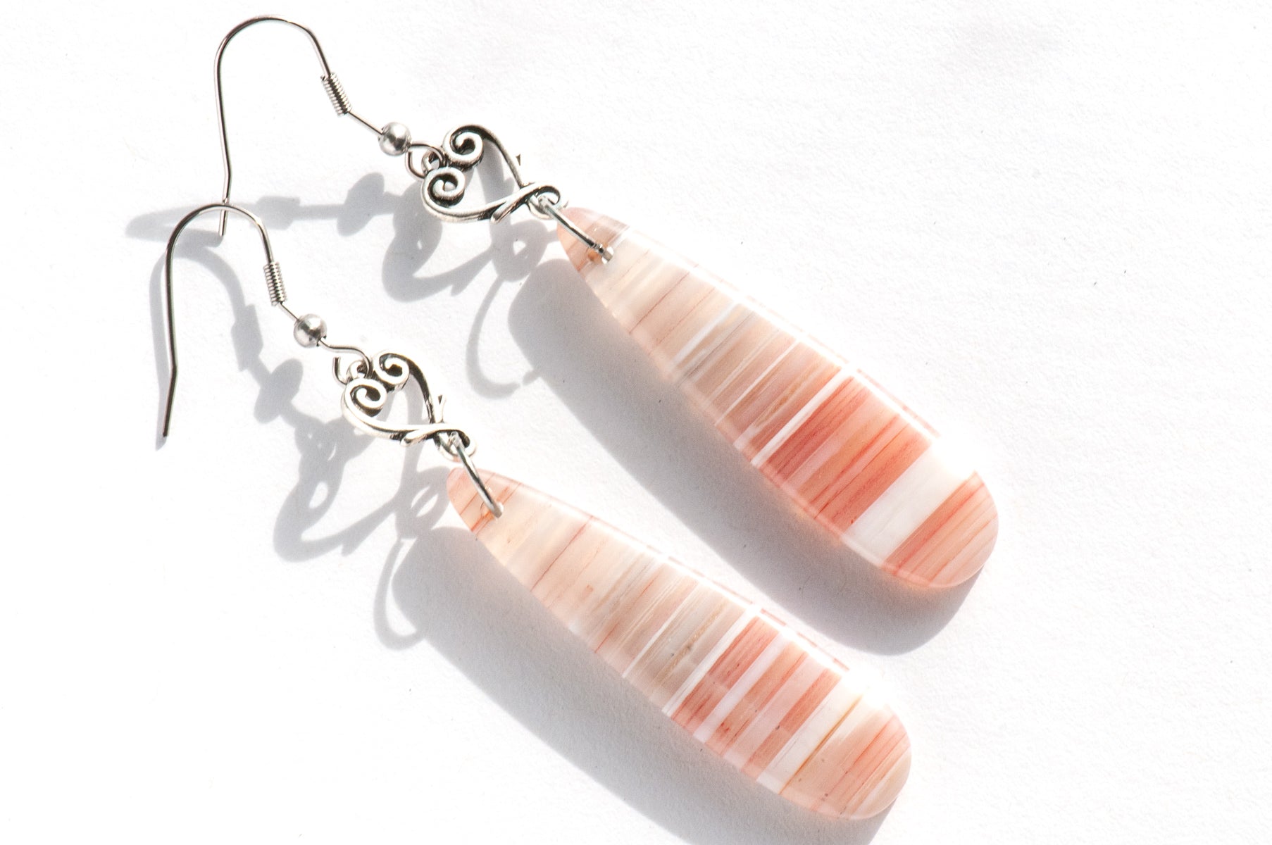 Orange sardonyx dangle drop earrings handmade in Canada