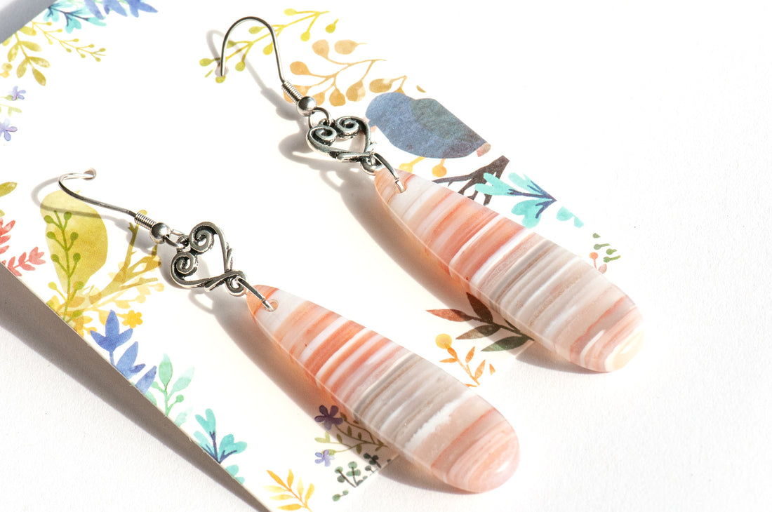 Orange sardonyx dangle drop earrings handmade in Canada