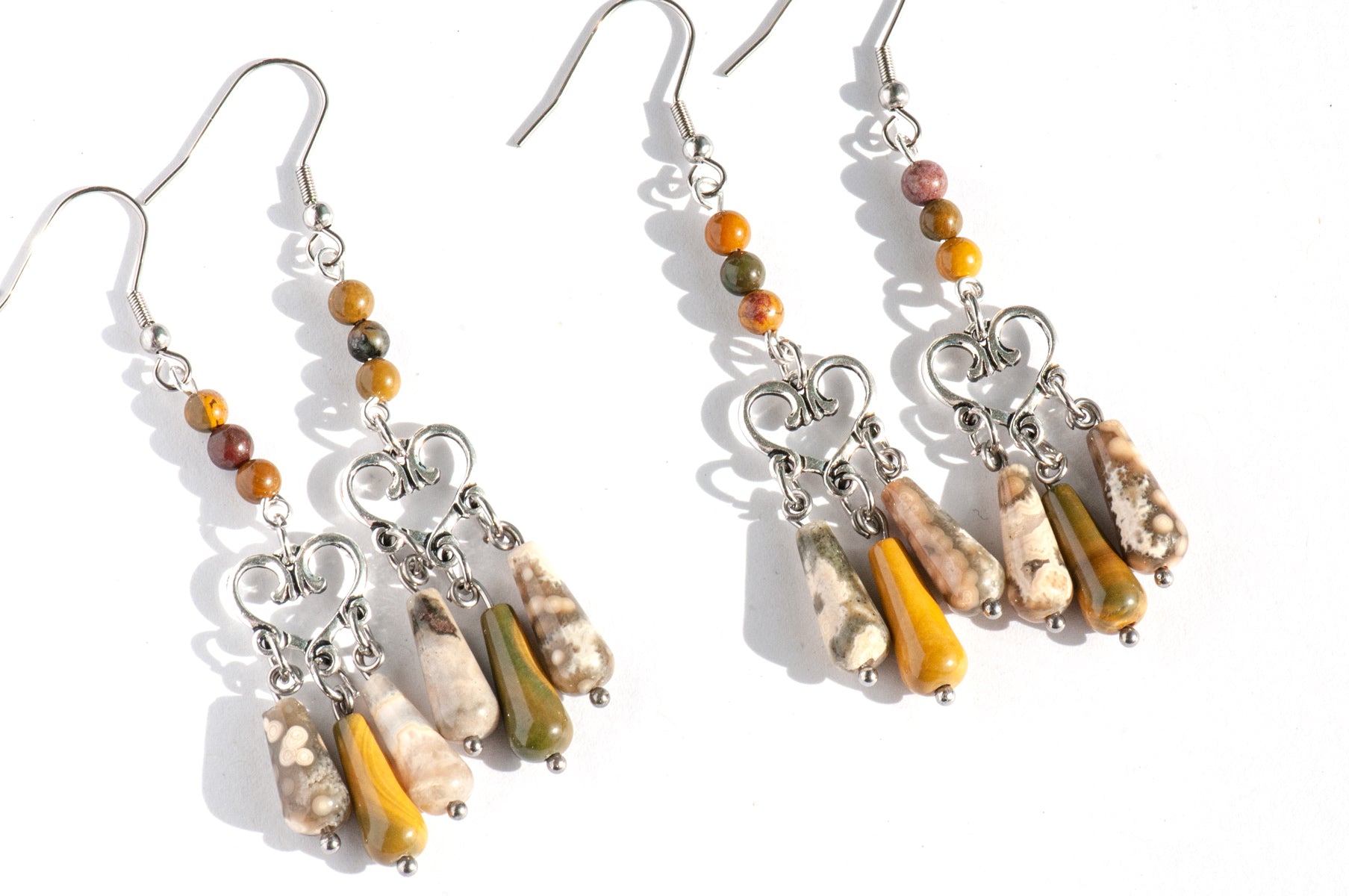 Handmade Ocean Jasper chandelier earrings 