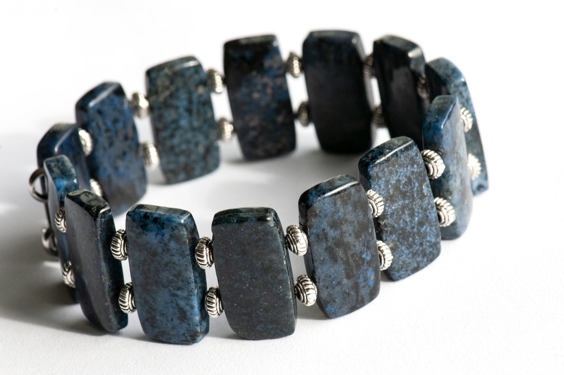 Handmade Dumortierite gemstone cuff bracelet