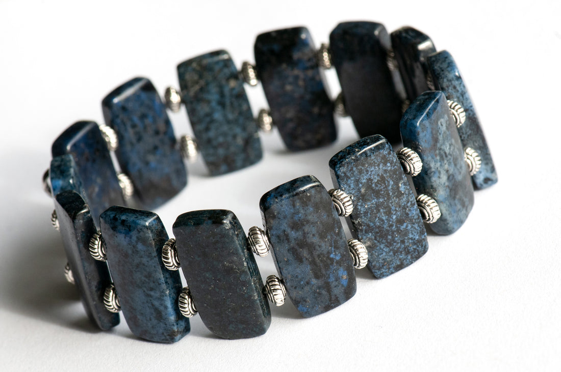 Handmade Dumortierite gemstone cuff bracelet
