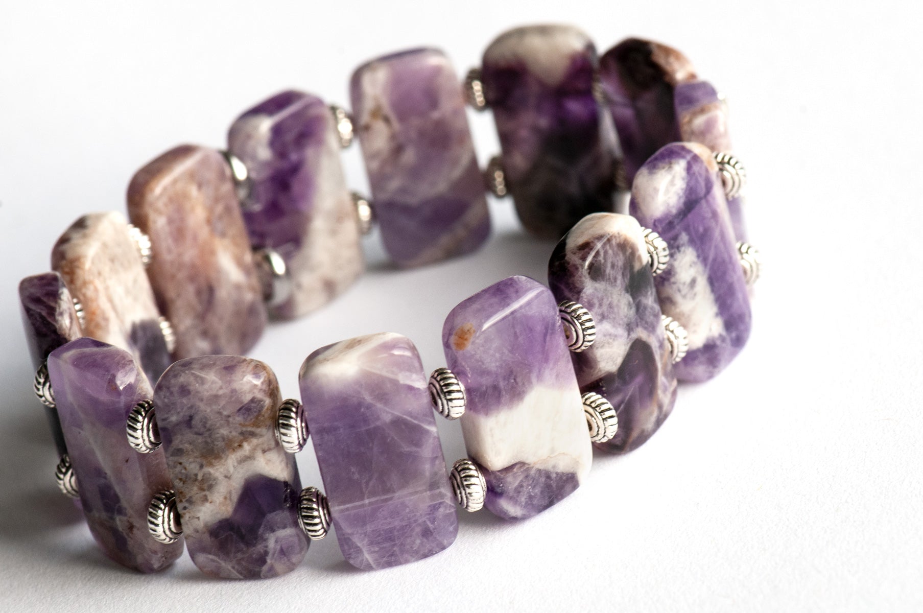Dogteeth Amethyst cuff bracelet for February birthstone handmade in Canada