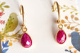 Ruby Bezel Hoop Earrings in Gold or Silver - Fierce Lynx Designs