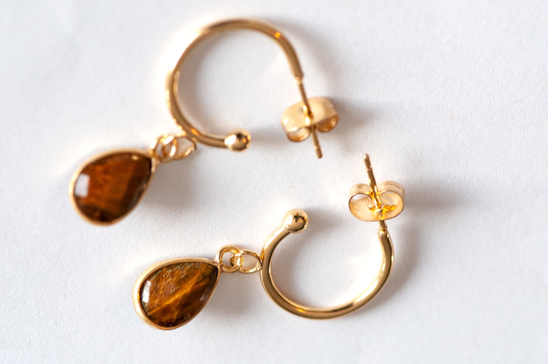 Gold Tiger Eye gemstone earrings