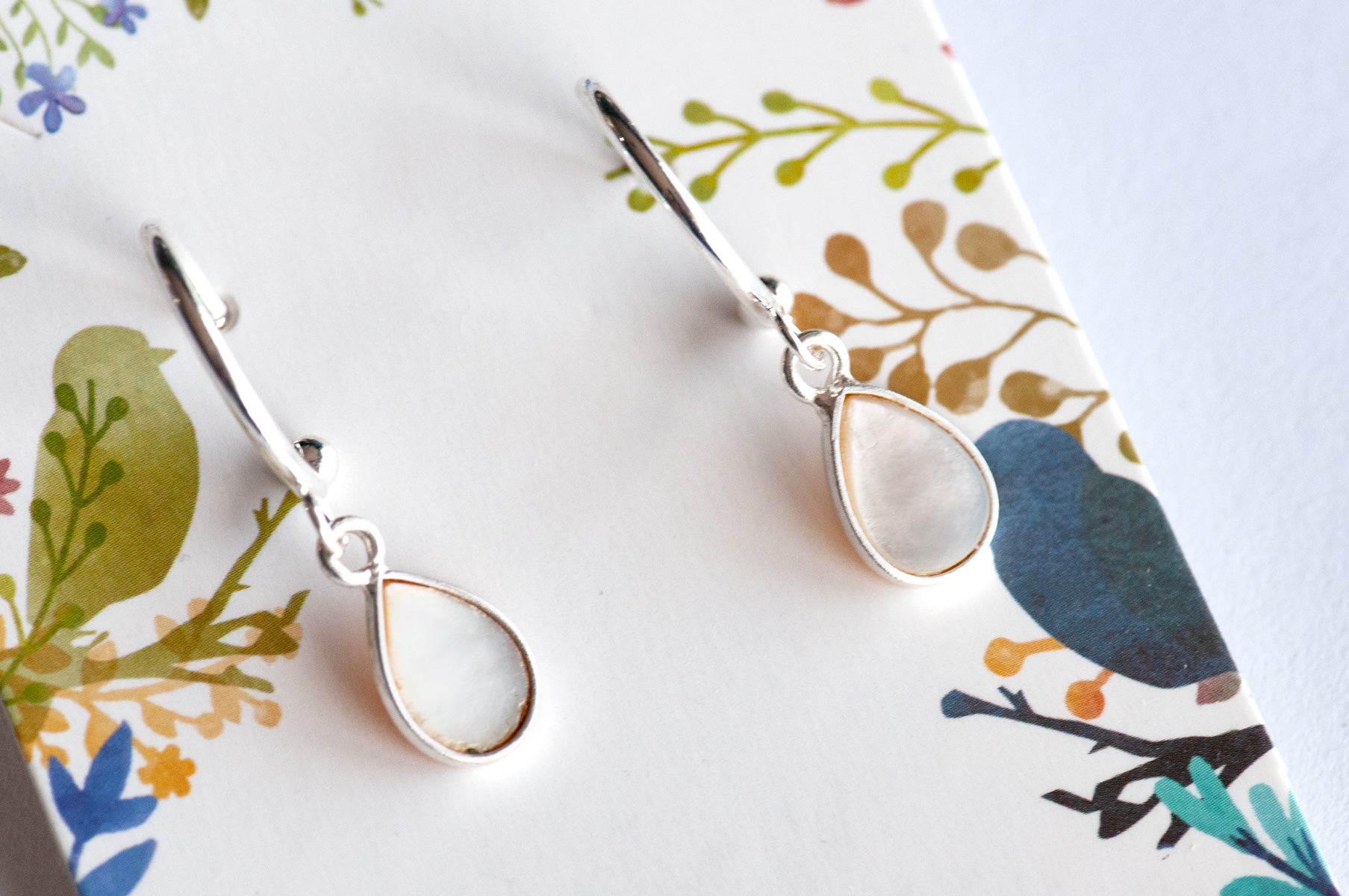 Mother of Pearl and Sterling Silver earrings handmade in Canada