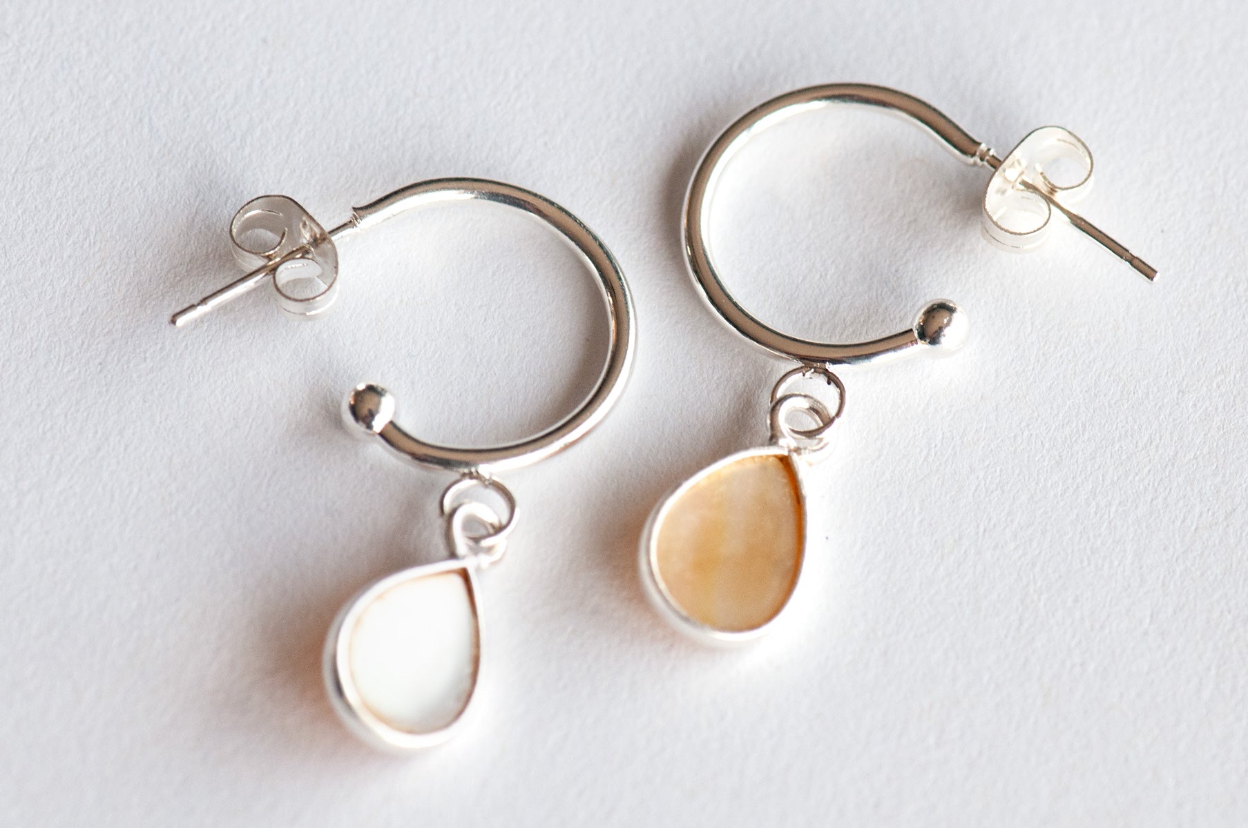 Mother of Pearl and Sterling Silver earrings handmade in Canada