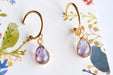 Amethyst and gold half ho\op stud earrings handmade in canada