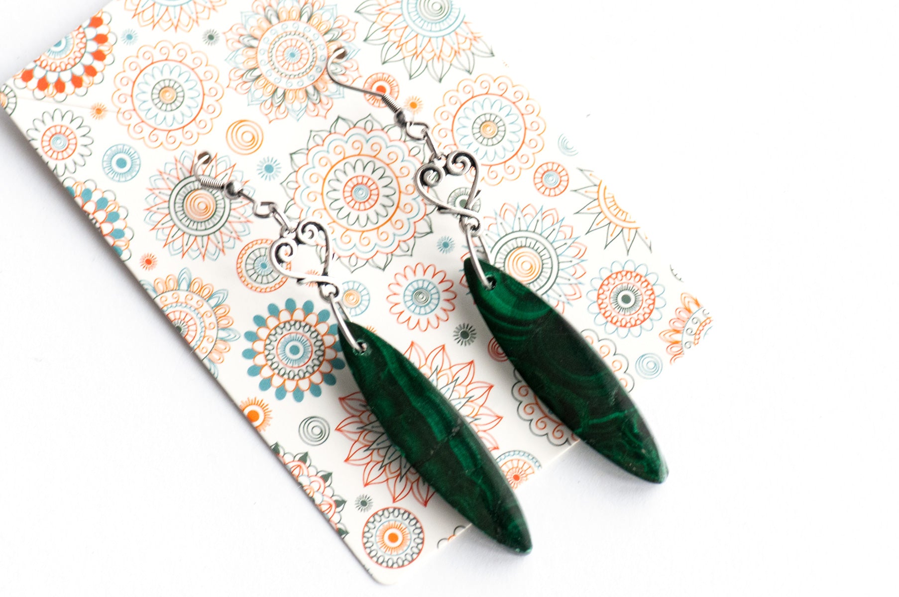 Stunning Malachite gemstone earrings made in Canada